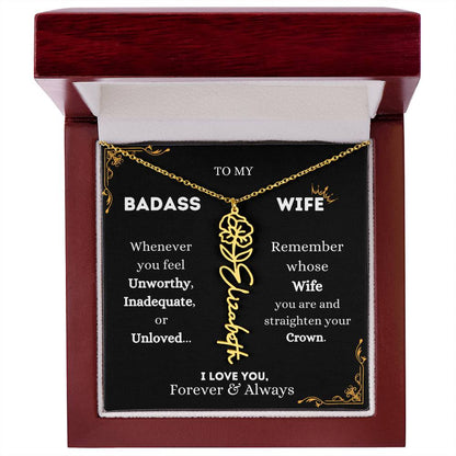 To My Bada$$ Wife | Gold Birth Flower Name Necklace