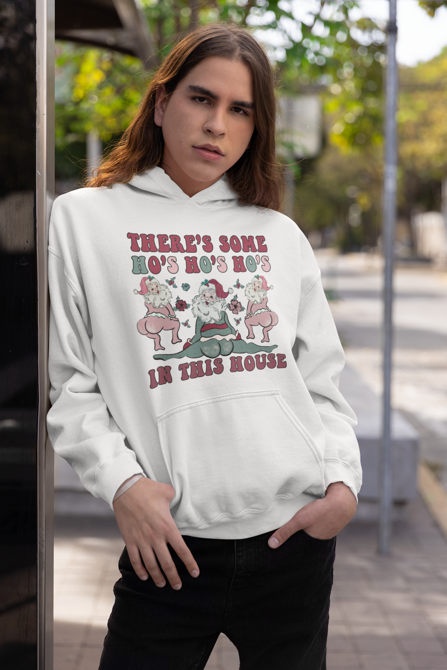 There's Some Hos Hos Hos In This House | Adult Pullover Hoodie