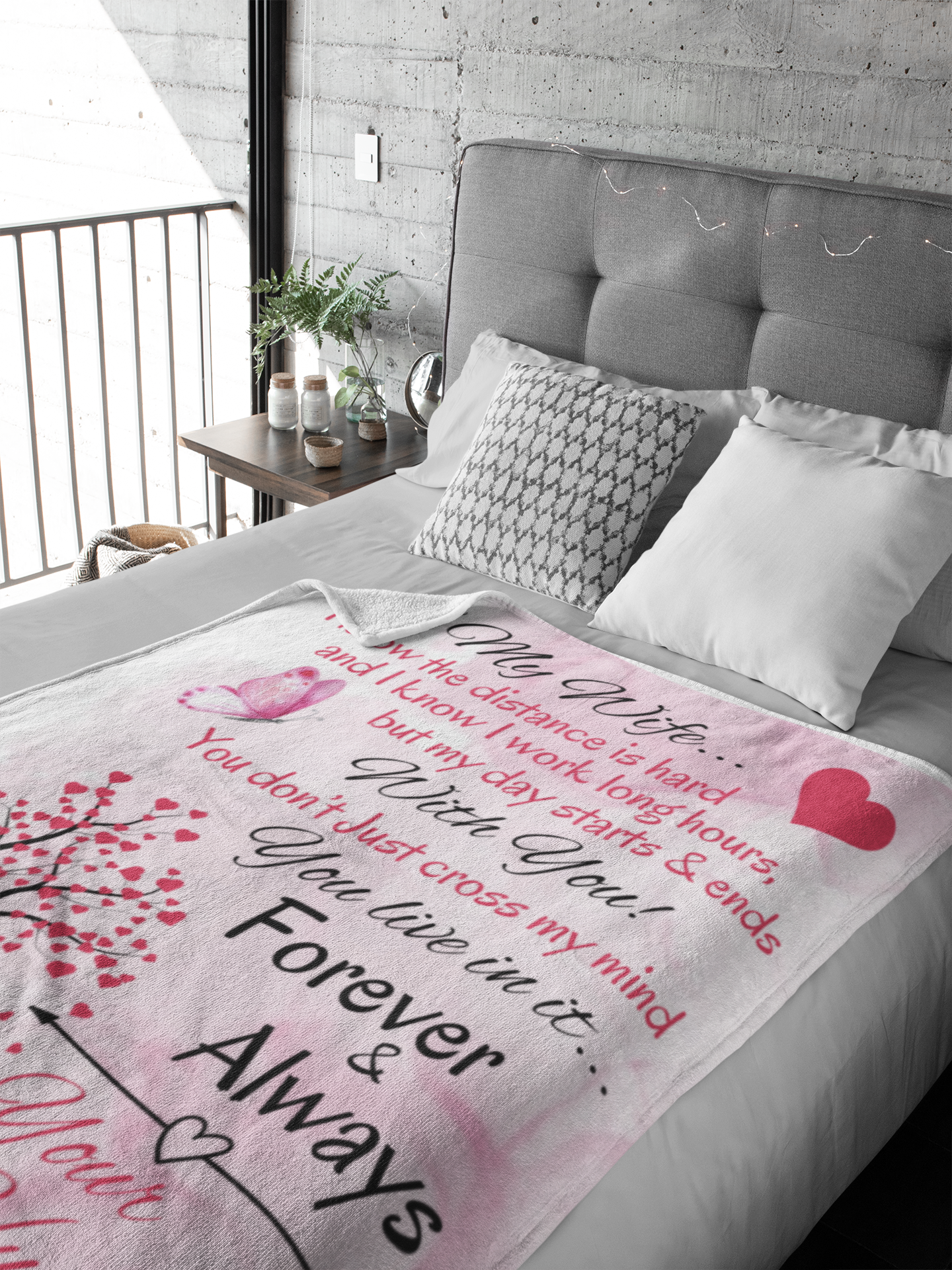 To My Wife, Love Your Husband - Pink Hearts | Cozy Plush Fleece Blanket