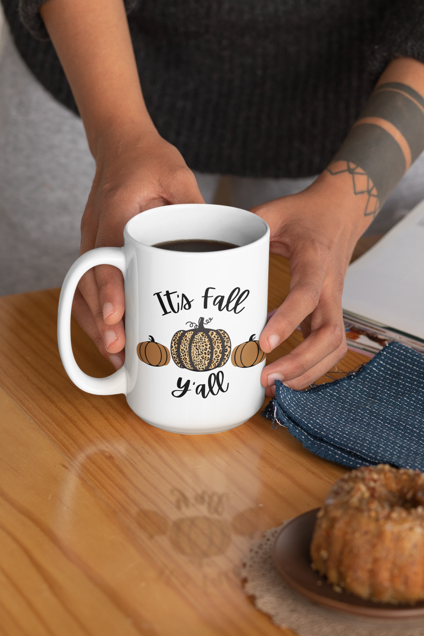 It's Fall Y'all Animal Print Pumpkin | 15oz White Mug