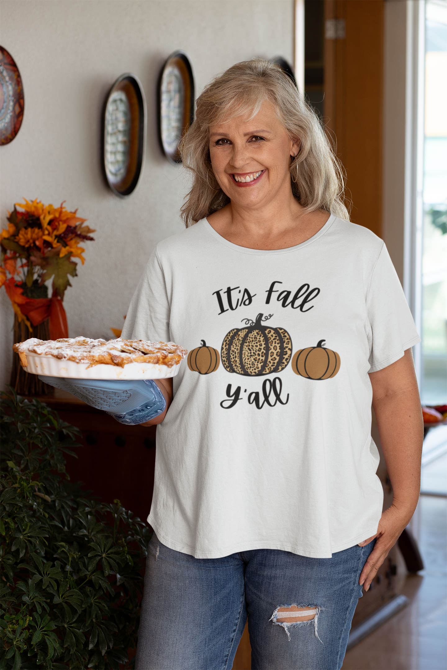 It's Fall Y'all Animal Print Pumpkin | Adult T-Shirt