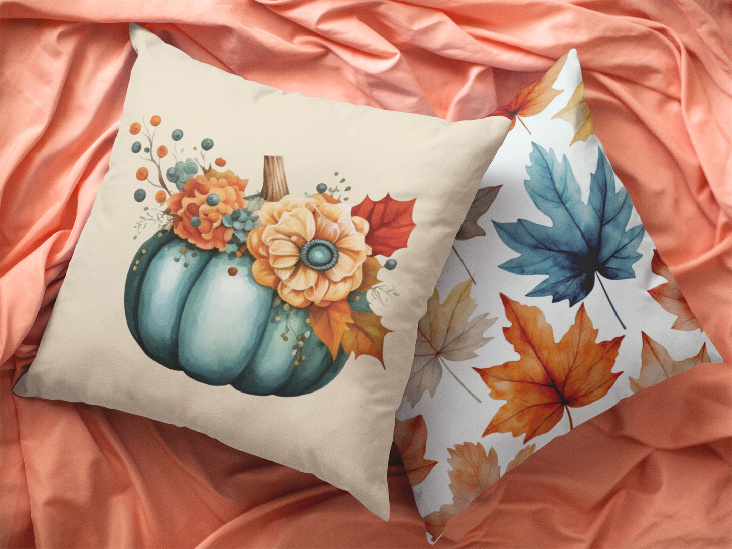 Autumn Pumpkin | Reversible Decorative Pillow 18in x 18in