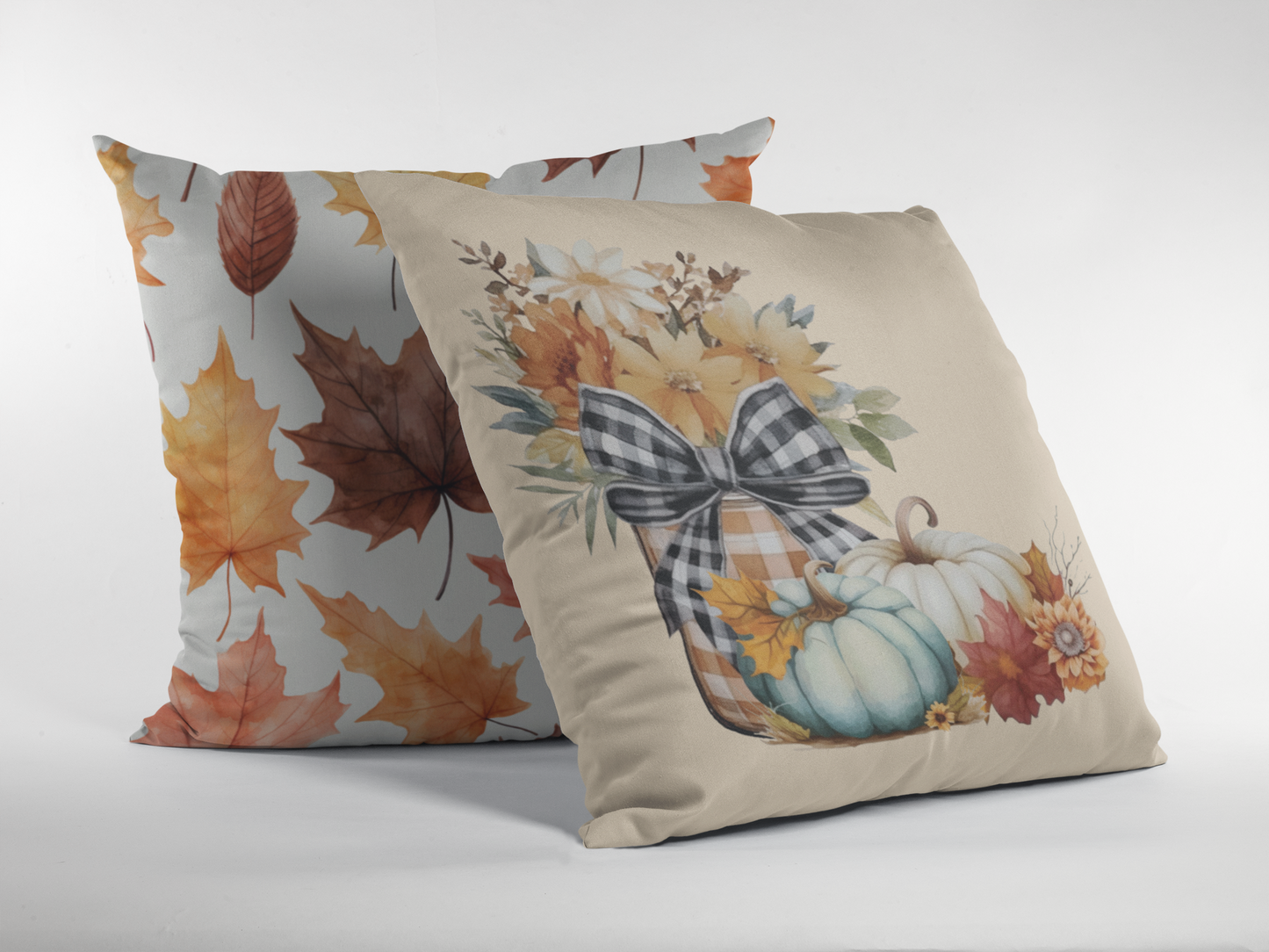 Autumn Flowers | Reversible Square Decorative Pillow 18in x 18in