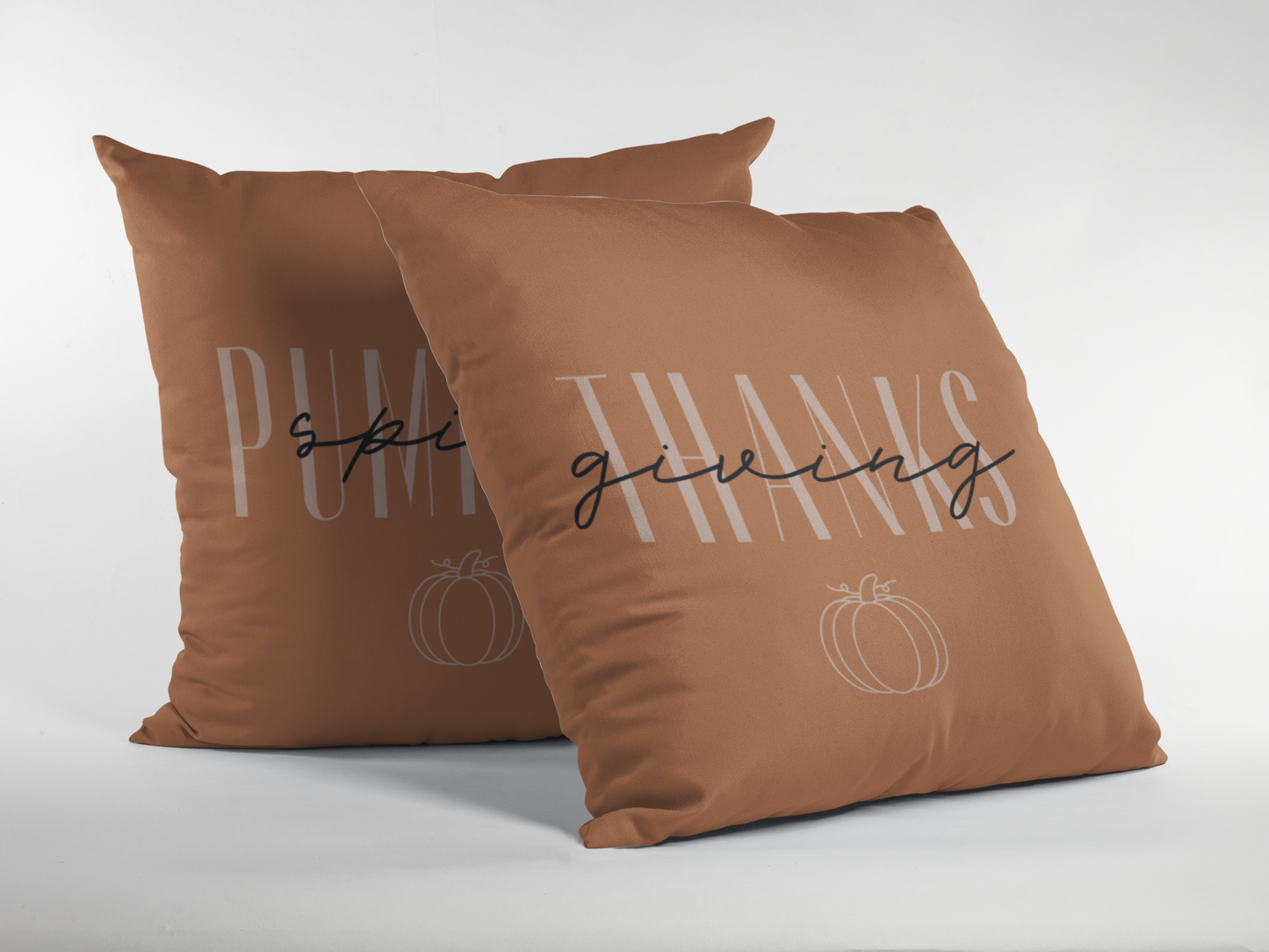 Pumpkin Spice and Thanksgiving | Reversible Square Decorative Pillow 18in x 18in
