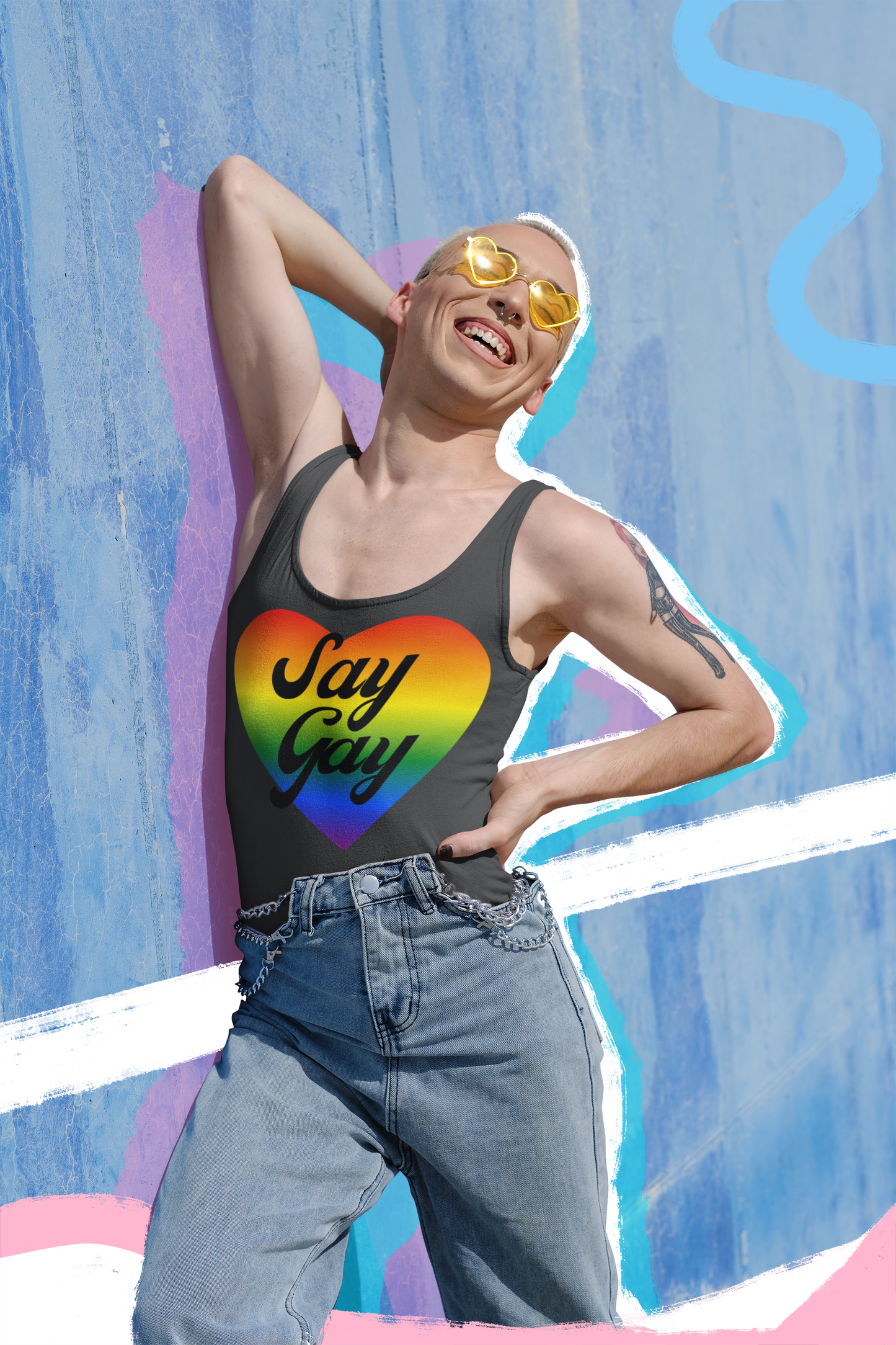 Say Gay Rainbow Heart | Tank Top